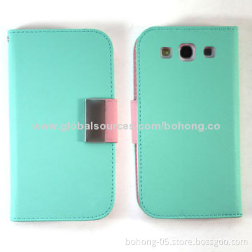 Grain Color-match TPU Folio Case for Samsung Galaxy S3, Different Colors Available